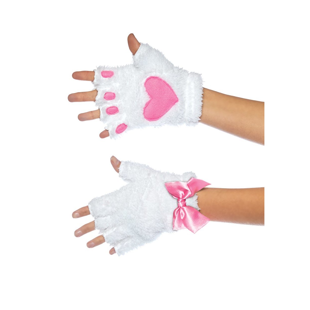 Adult Cat Paw Gloves Costume Accessory - White