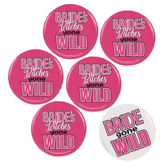 Bride Gone Wild Button Assortment  - 6 Buttons
