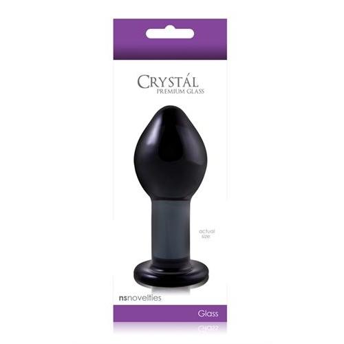 Crystal Premium Glass Plug - Large - Clear Charcoal