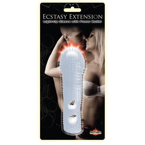 Ecstacy Extension Light Up Sleeve With Bullet  - Clear