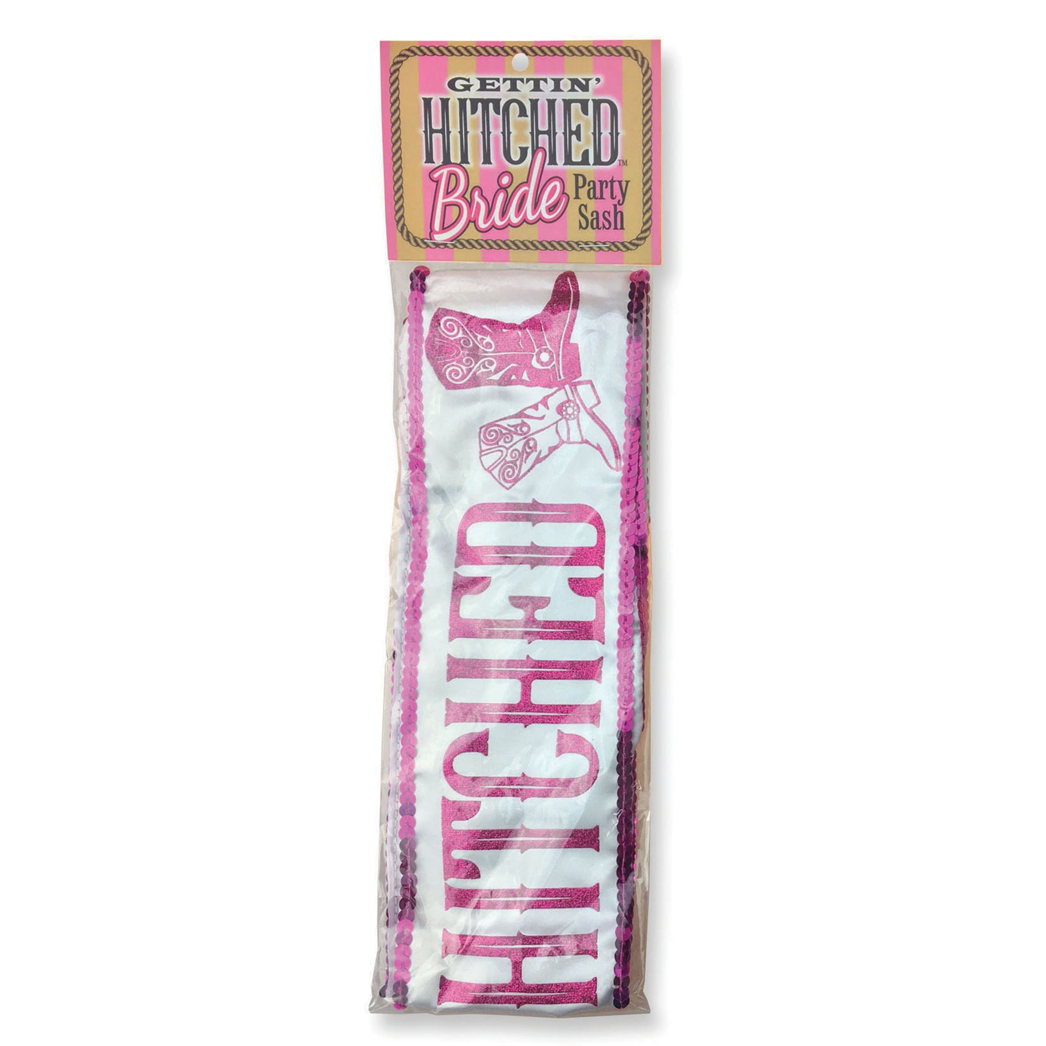 Gettin' Hitched Bride Party Sash - Sparkle Pink