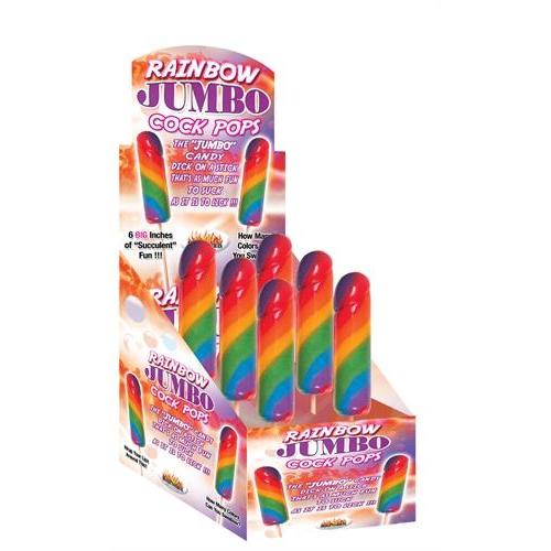 Jumbo Rainbow Cock Pops 6 Piece Display