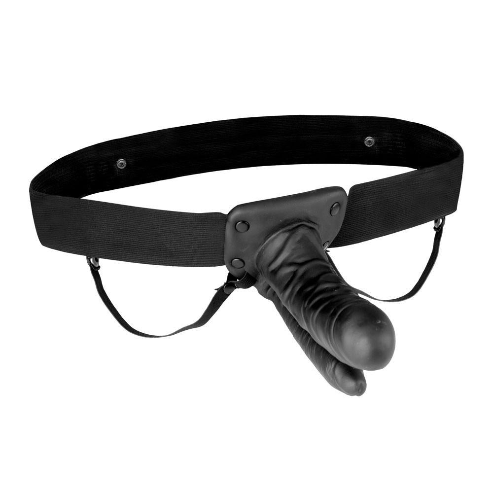 Lux Fetish Unisex Vibrating Hollow Double  Penetration Strap-on Dildo