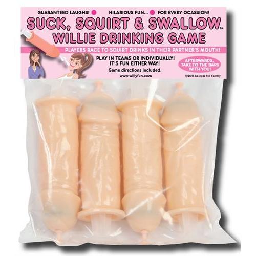 Suck, Squirt, & Swallow Willie Drinking Game - 4 Pack
