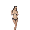 3 Pc. Cupless Chiffon Bra, Panty, & Eye Mask Set  - Small/medium - Black