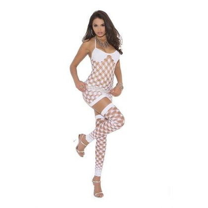 3 Piece Diamond Net Mini Dress - One Size - White