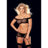 4 Pc. Fishnet Stretch Lace & Suspender Teddy -  One Size - Black