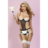 At Your Service Teddy Set  - One Size - Black/ White