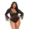 Aurora Bell Sleeved Bodysuit - Black - 3x/4x