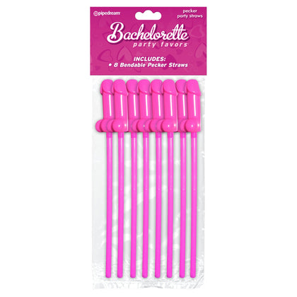 Bachelorette Party Favors Bendable Pecker Straws  - 8 Count