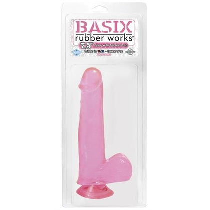 Basix Rubber Works 7.5 Inch Dong With Suction Cup  - Pink