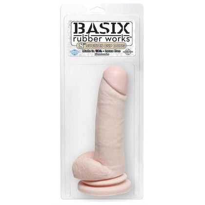 Basix Rubber Works 8 Inch Dong With Suction Cup -  Flesh