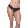Cage Back Galloon Lace Boyshort With Wrap Around  Elastic Detail - 1x/2x - Black