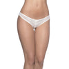 Crotchless Thong With Pearls and Venise Detail - White - One Size