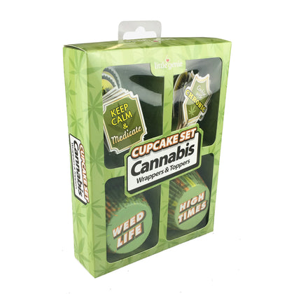 Cupcake Set - Cannabis Wrappers & Toppers