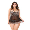 Delilah Babydoll and Panty - Leaopard Print/black - 1x2x