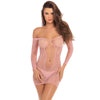 Demure Long Sleeve Mini Dress - Rose - Medium/  Large