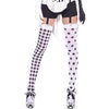Diamond Design and Polka Dot Harlequin Thigh Hi - White / Black