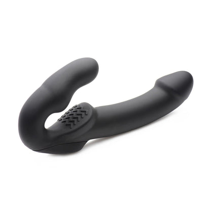 Evoke Rechargeable Vibrating Silicone Strapless Strap on - Black