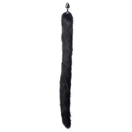 Extra Long Midnight Mink Tail Metal Anal Plug