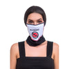 Face/ Neck Bandana Reversable- Black/ Red Lips Print - One Size