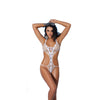 Fishnet Lace Up Halter Neck Monokini - One  Size - White
