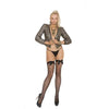 Fishnet Thigh Hi With Back Seam and Satin Bow  - Black