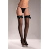 Fishnet Thigh Highs With Bow  - One Size