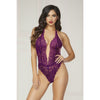 Floral Lace Teddy  - One Size - Purple