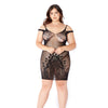Floral Sleeveless Chemise - Queen Size - Black