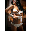 Forever Yours Bra Panty and Gloves - One Size - White