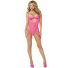 Galloon Lace & Fishnet Chemise With Thong  - One Size - Pink