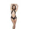 Halter Lace Teddy With Pearl Detail - One Size - Black