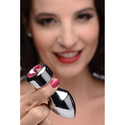 Hot Pink Gem Weighted Anal Plug - Small