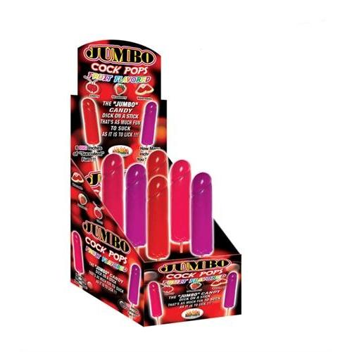 Jumbo Cock Pops - 6 Piece Display - Assorted Fruit Flavors