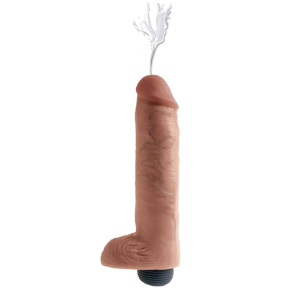 King Cock 10 Inch Squirting Cock With Balls - Tan