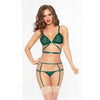 Lace Bra Set - Green - One Size