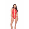 Lace Crotchless Teddy - One Size - Red