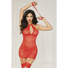 Lace Halter Chemise  - One Size - Red