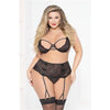 Lace Strappy Bra Set - Black - 3x4x