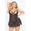 Lace Strappy & Mesh Babydoll - Black - 3x4x