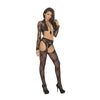 Lace Suspender Panty Hose - Queen Size - Black