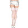 Lace Top Sheer Thigh Hi - Queen Size - White