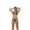 Lame Bikini Top and Matching High Waisted Thong - One Size - Royal Blue