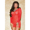 Long Sleeve Scoop Back Chemise - One Size - Red