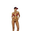 Lycra Bikini Top and Matching G-String With Black Trim - One Size - Red