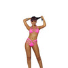 Lycra Bikini Top and Matching High Waisted Short - Neon Pink - One Size