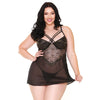 Marissa Mesh and Lace Chemise & G-String - - 1x2x -  Black
