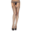 Mini Diamond Net Spandex Garterbelt Stockings - One Size - Black