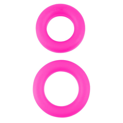 Neon Stretchy Silicone Cock Ring Set - Pink